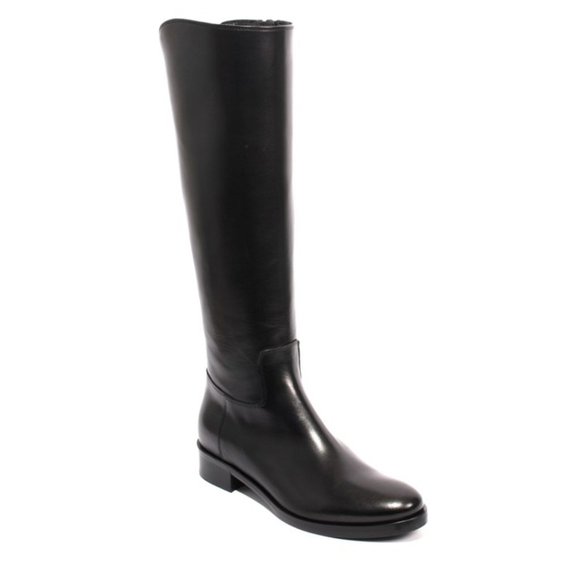 Luca Grossi | Shoes | Italian Black Leather Stretch Zip Knee High Boots ...